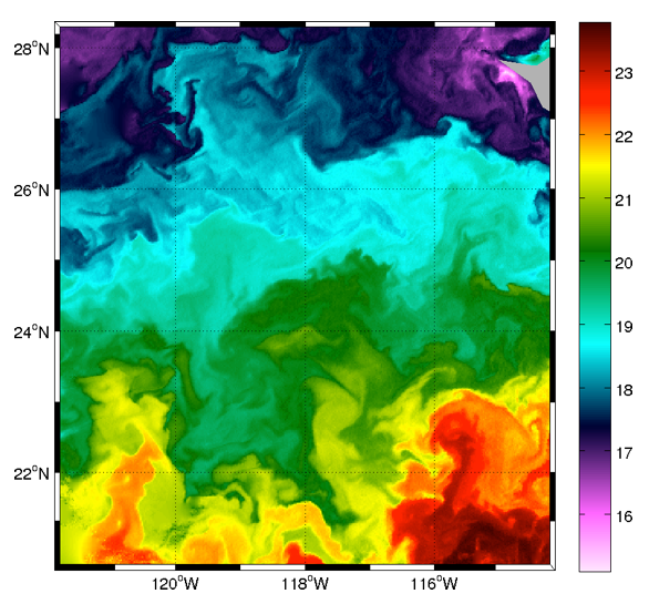 Image de température de Surface infrarouge MODIS-AQUA (Californie) - © E. Autret (LOPS)